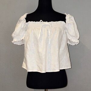 Reformation White 100% Linen Top size S